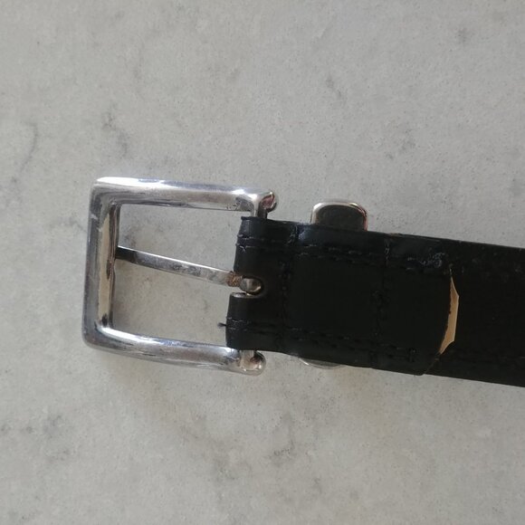 Custom Leather Mens made in Canada very dark black brown belt 36/90 - Picture 8 of 10